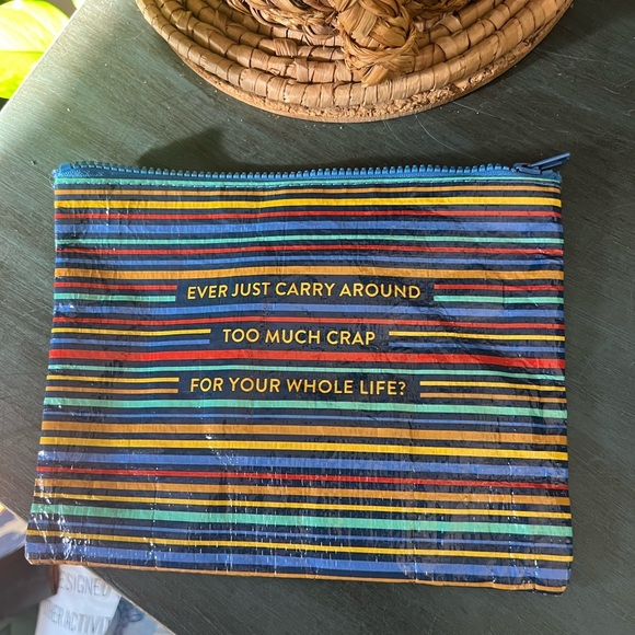 Blue Q zipper pouch bag with stripes - Picture 3 of 7